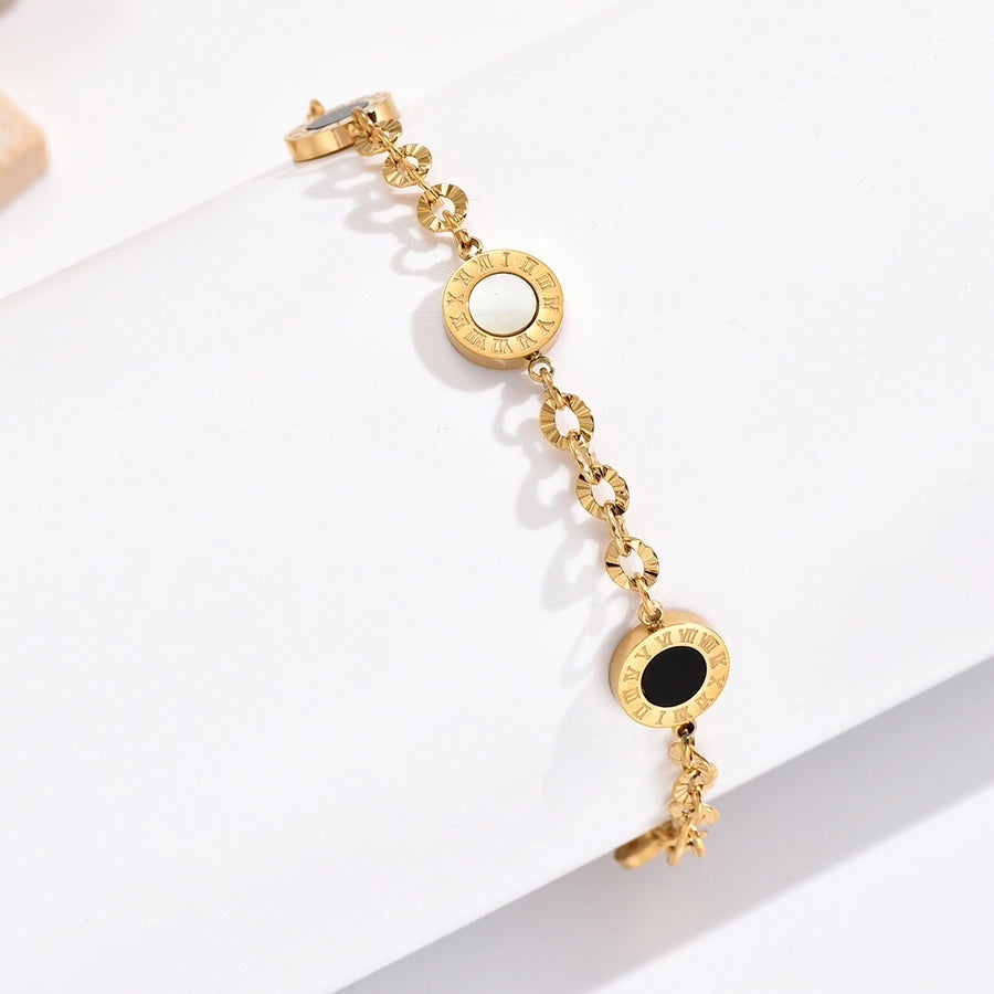 Roman Style Artistic Round Bracelet [304 Stainless Steel,14K Gold Plated]