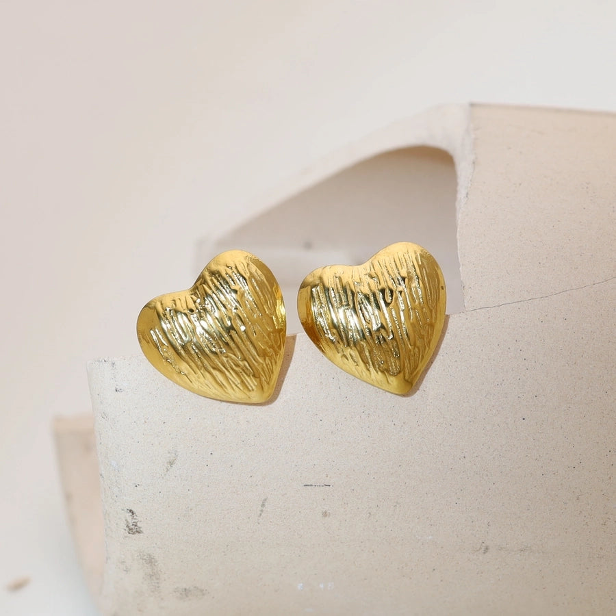 Heart Shape Earrings [304 Stainless Steel,18K Gold Plated]