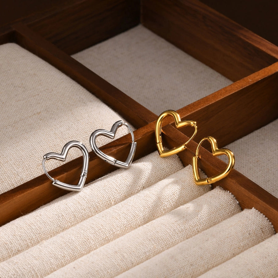 Hollow Heart Shape Earrings [201 Stainless Steel,18K Gold Plated]