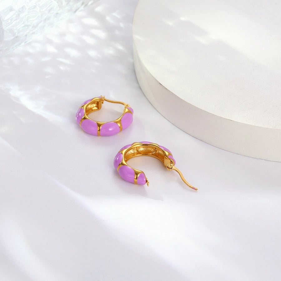 Color Block Epoxy Earrings [304 Stainless Steel,18K Gold Plated]