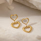 Double Hanging Hearts Earrings [304 Stainless Steel,18K Gold Plated]