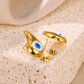 Blue Eyes Drop-Shaped Earrings Stainless Steel]