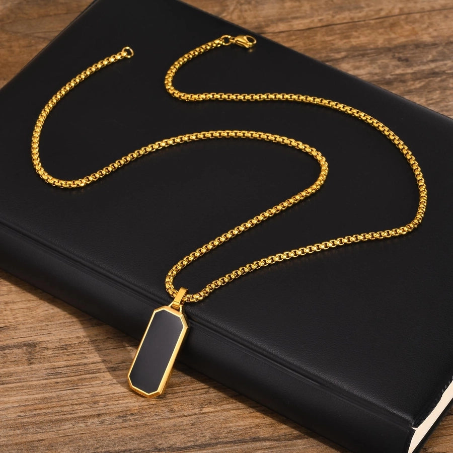 Rectangle Epoxy Necklace [304 Stainless Steel 18K Gold Plated]