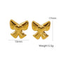 Heart Shape Bow Knot Earrings [304 Stainless Steel,14K Gold Plated]