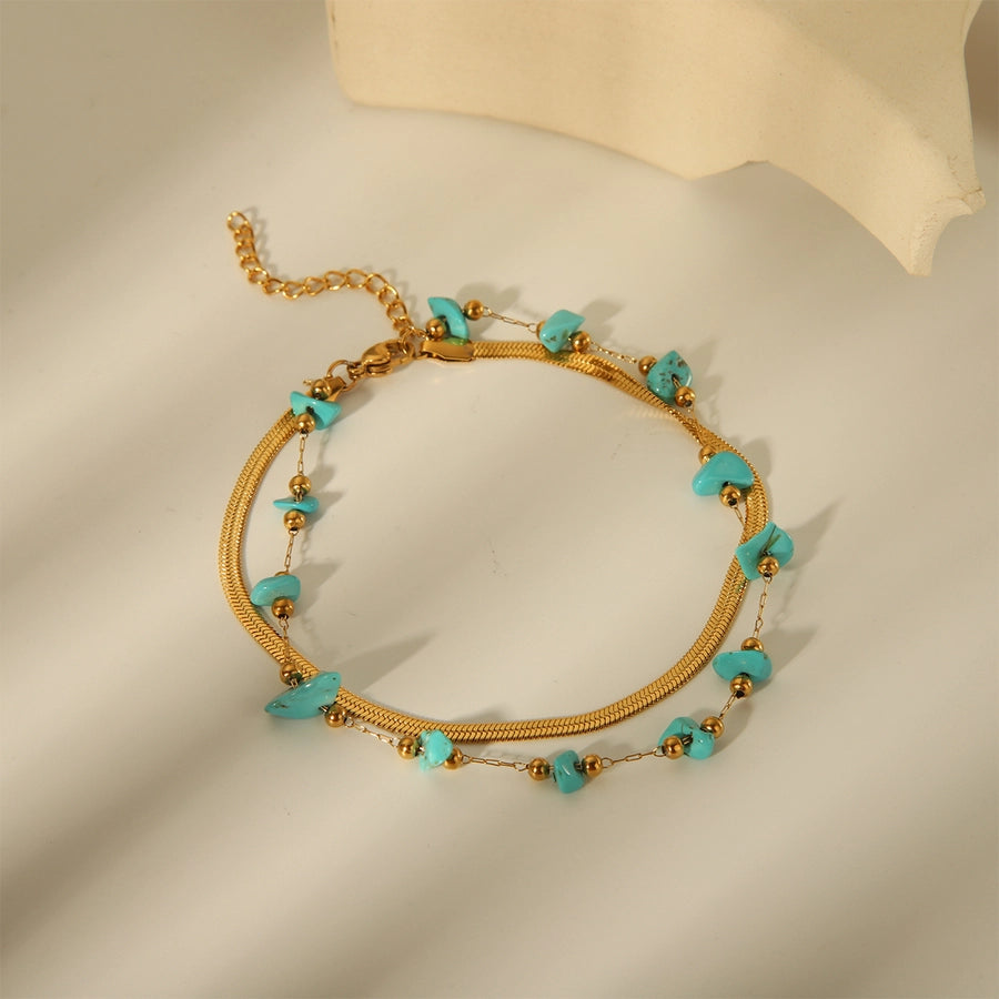 Turquoise Stones Anklet [304 Stainless Steel]