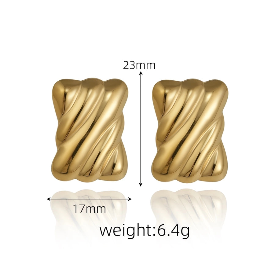 Lines Stud Earrings [304 Stainless Steel,18K Gold Plated]