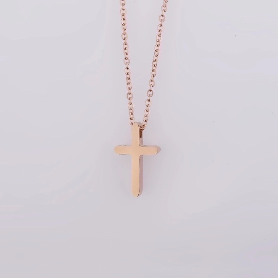 Cross Necklace [304 Stainless Steel,18K Gold Plated]