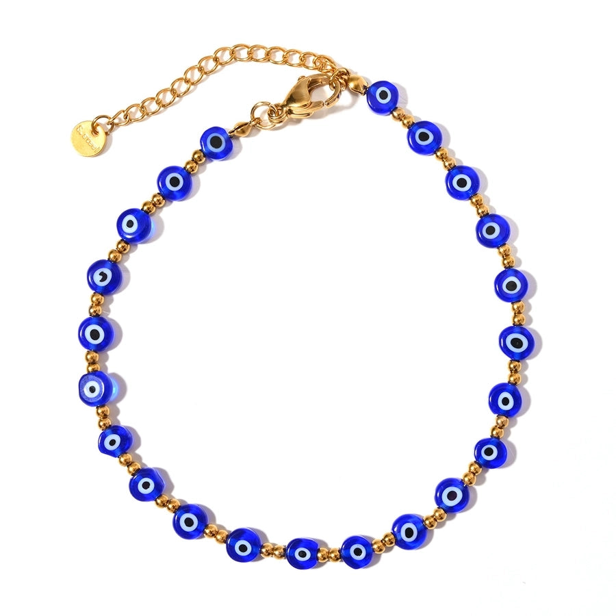 Casual Eye Resin Beaded Anklet [304 Stainless Steel]