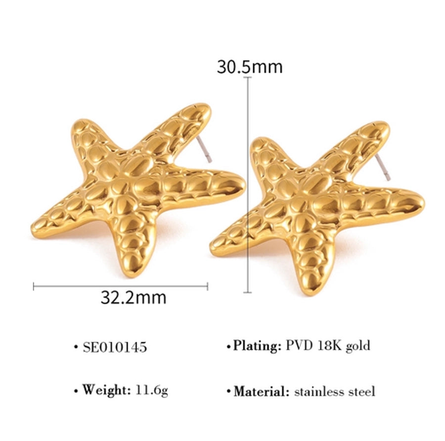 Big Starfish  Earrings [304 Stainless Steel, 18K Gold Plated]