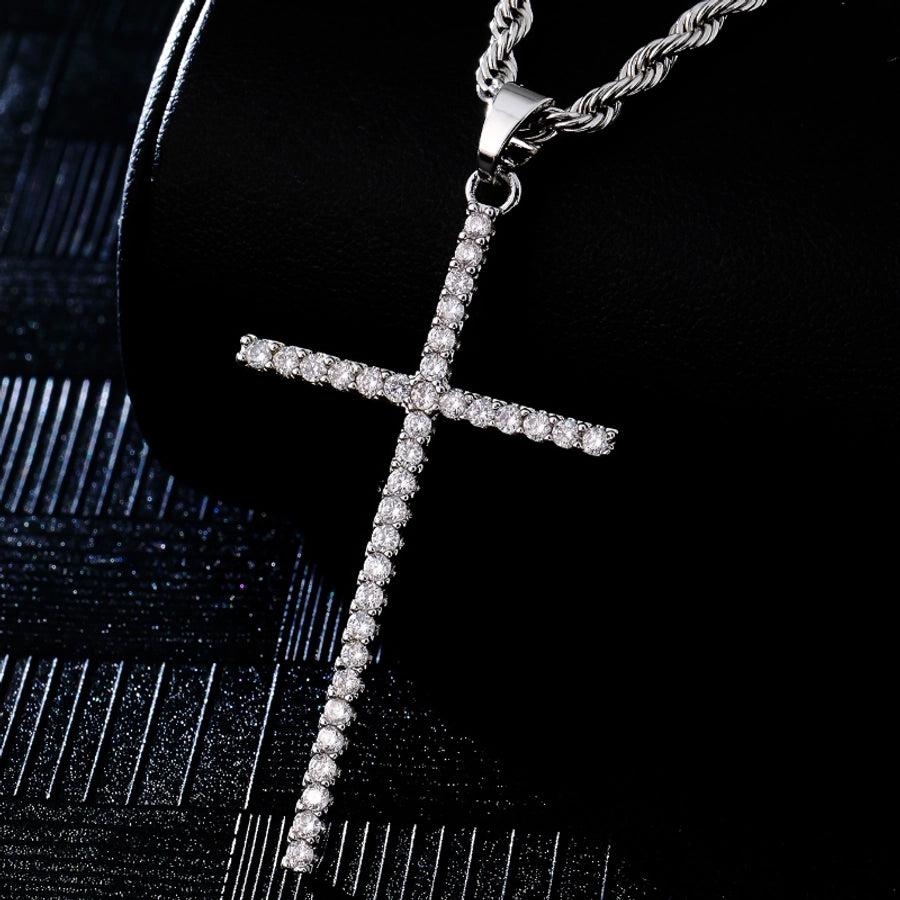 Rhinestone Zircon Cross [304 Stainless Steel,Copper]