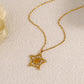 Star Zircon Necklace [304 Stainless Steel,18K Gold Plated]