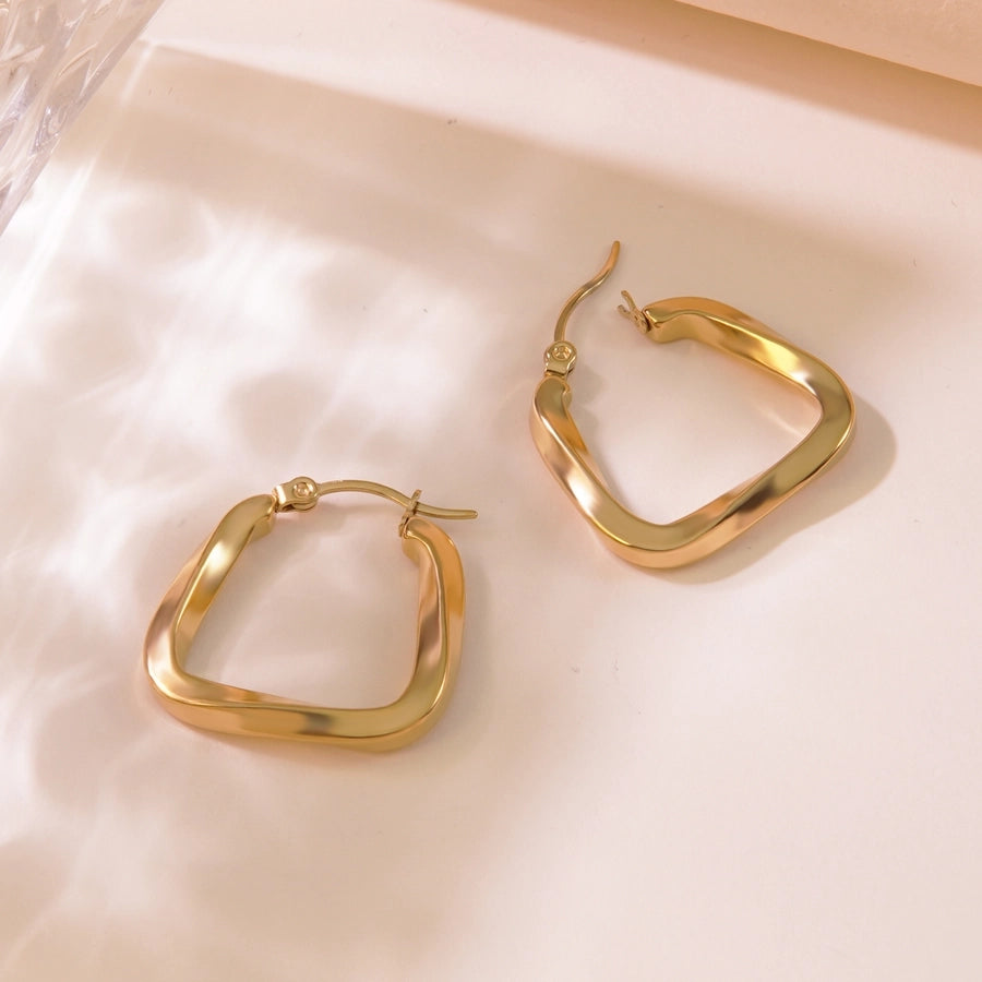 Triagle Hoop Earrings [304 Stainless Steel,18K Gold Plated]