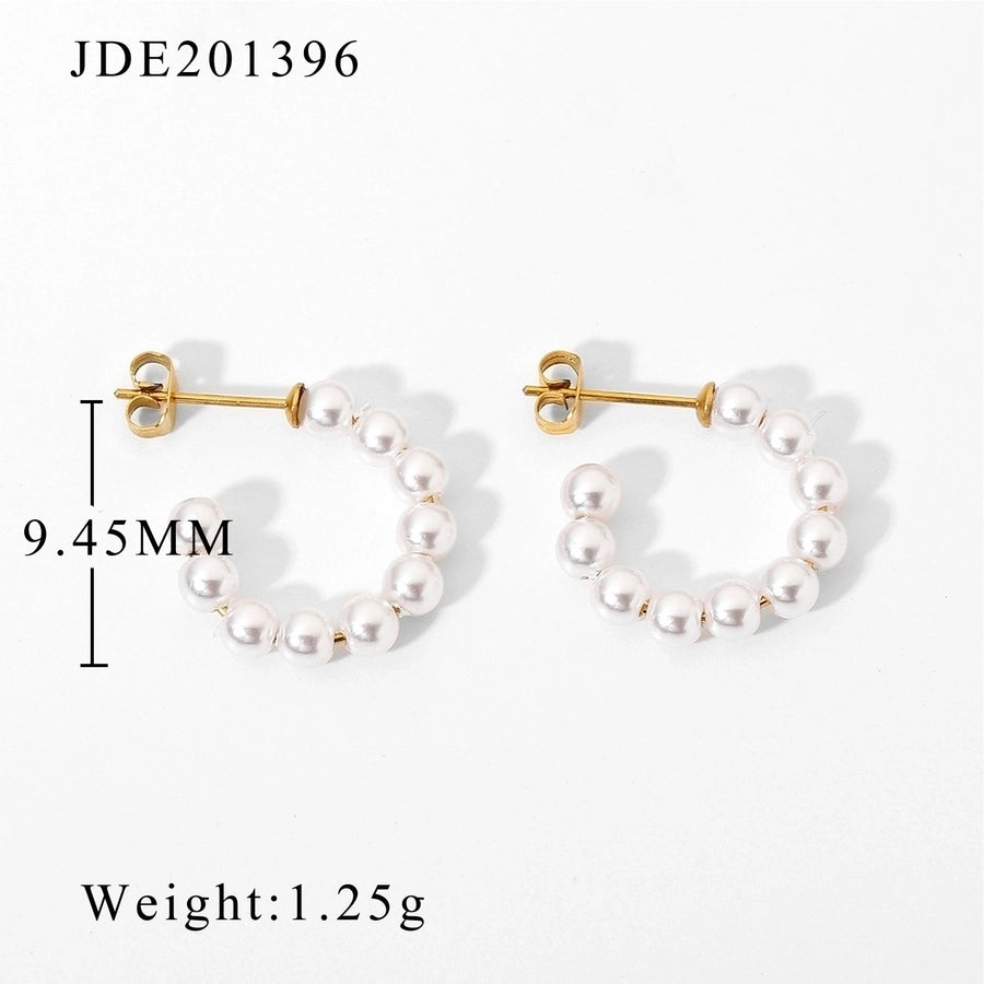 Pearl Hoop Earrings [304 Stainless Steel]