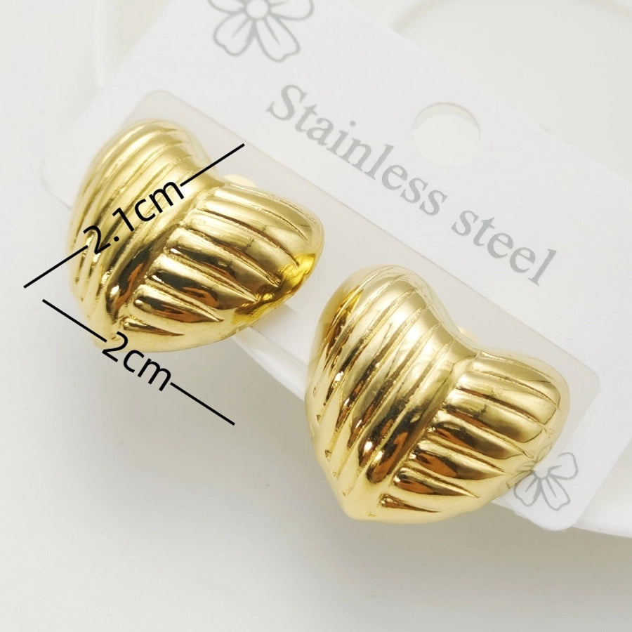 Heart Shape Earrings [304 Stainless Steel,18K Gold Plated]