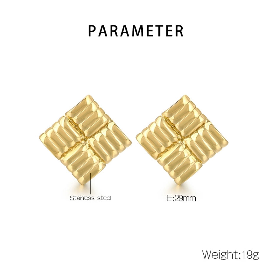 Big Square Earrings [304 Stainless Steel, 18K Gold Plated]