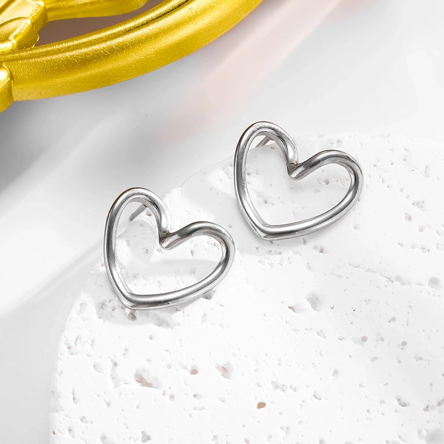 Hollow Heart Earrings/Necklace/Jewelry Set [304 Stainless Steel, 18K Gold Plated]