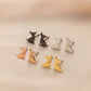 Dog Cat Ear Studs [304 Stainless Steel,18K Gold Plated]