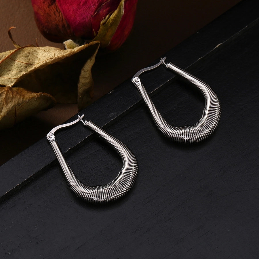 U Shape Lines Layered Earrings [304 Stainless Steel,18K Gold Plated]