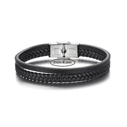 Double Braid Bracelet [304 Stainless Steel Pu Leather]