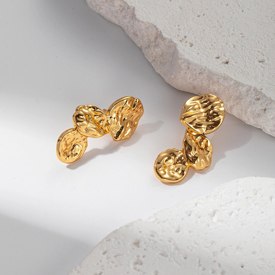 Mix Flower Earrings [304 Stainless Steel,14K Gold Plated]