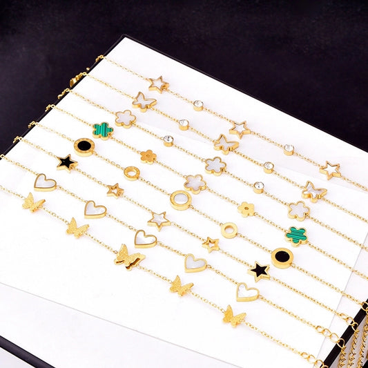 Star/Flower/Butterfly Shell Bracelets [304 Stainless Steel,18K Gold Plated]