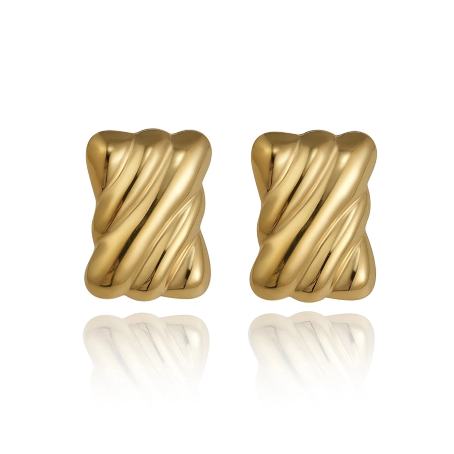 Lines Stud Earrings [304 Stainless Steel,18K Gold Plated]