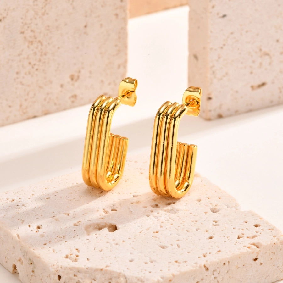 Lines Earrings [201 Stainless Steel,18K Gold Plated]