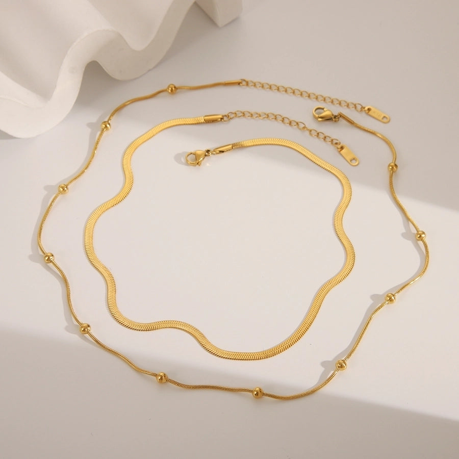 Double Layered Chain Necklace [304 Stainless Steel,18K Gold Plated]