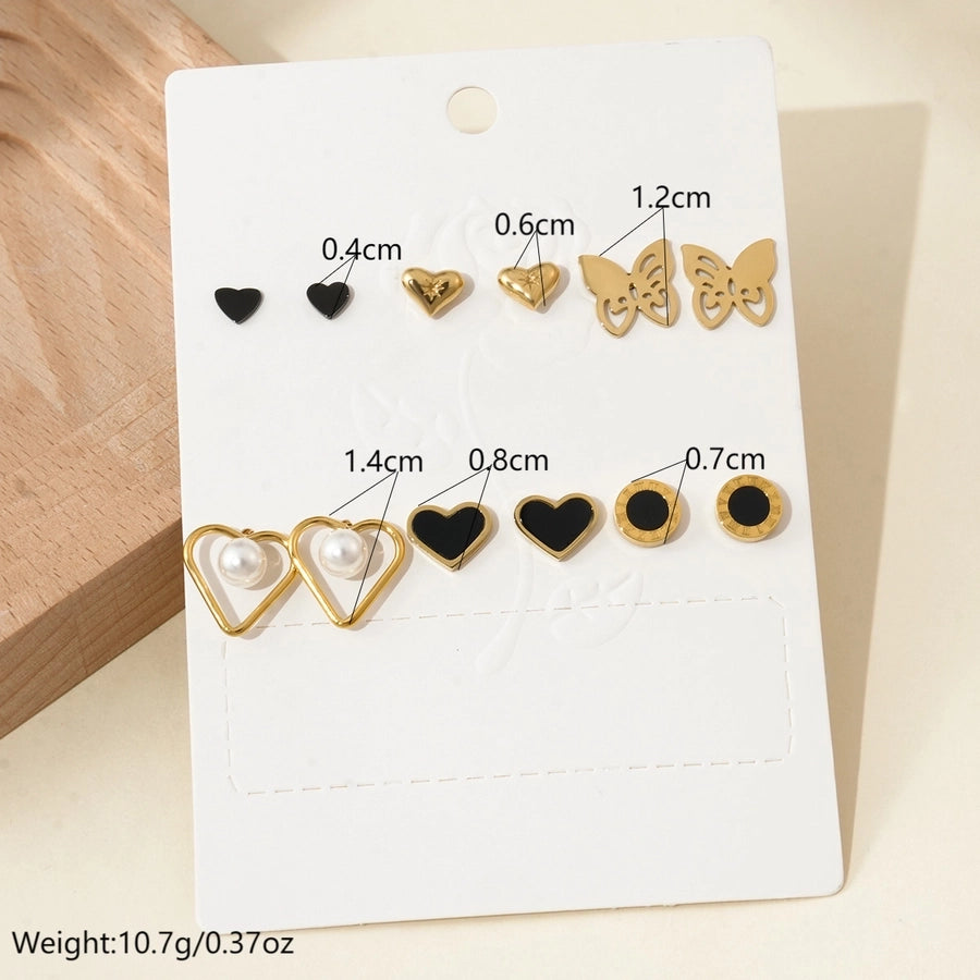 Random Style Earrings Sets [304 Stainless Steel, 14K Gold Plated]