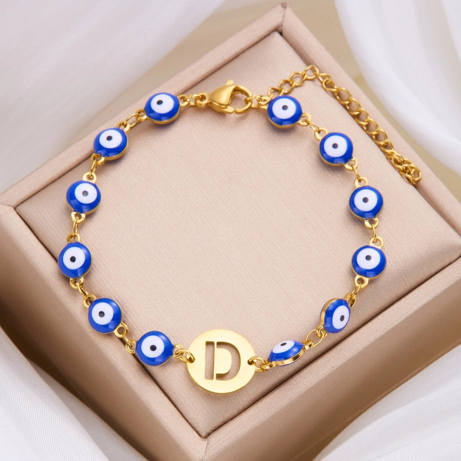 Letter Devil's Eye Resin Bracelet [201 acero inoxidable]