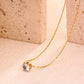 Round Water Droplets Artificial Rhinestones Necklace [304 Stainless Steel,18K Gold Plated]