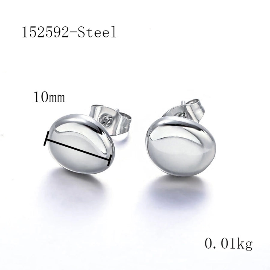 Flat Oval Earrings [304 Stainless Steel,18K Gold Plated]