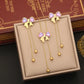 Bow Knot Glass Bracelet/Earrings/Necklace [304 Stainless Steel, 18K Gold Plated]