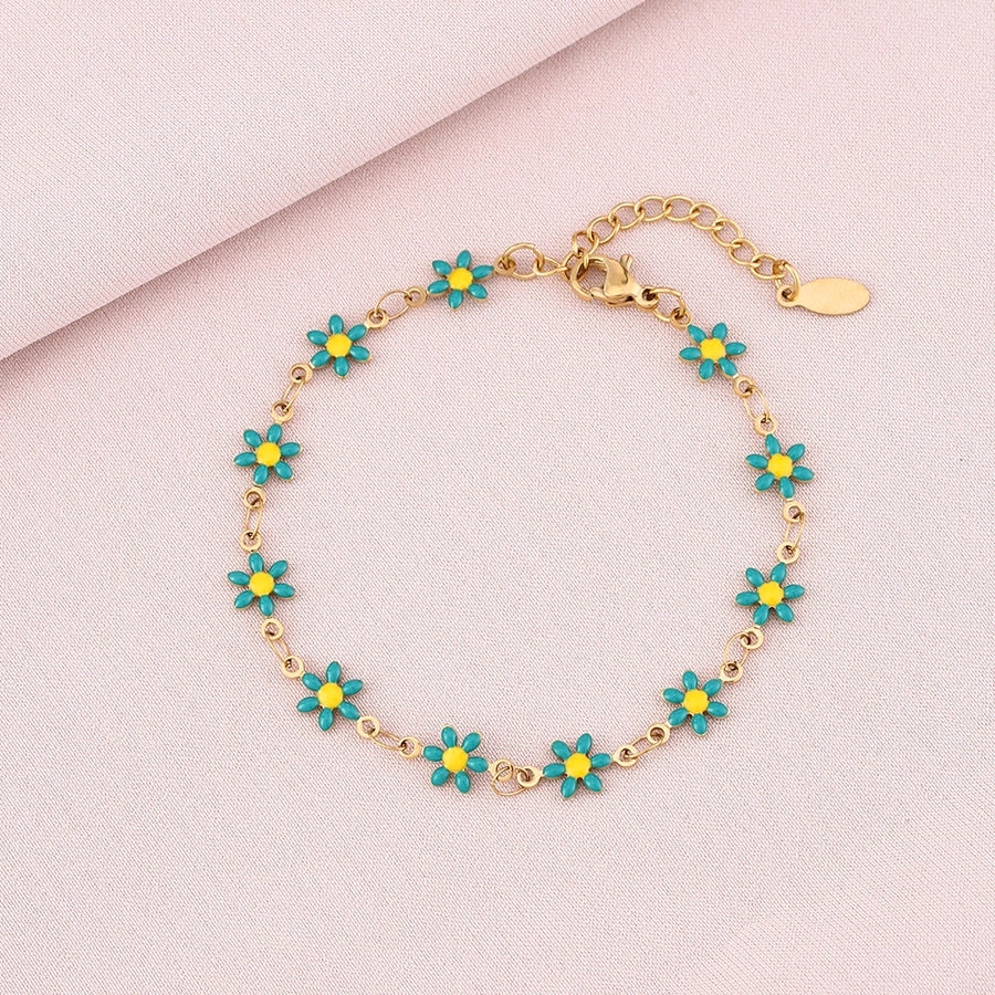 Bracciale di fiori di base [acciaio inossidabile 304, oro 18K placcato]