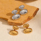 Bean-Shaped Stud Earrings [Stainless Steel, 18K Gold Plated]