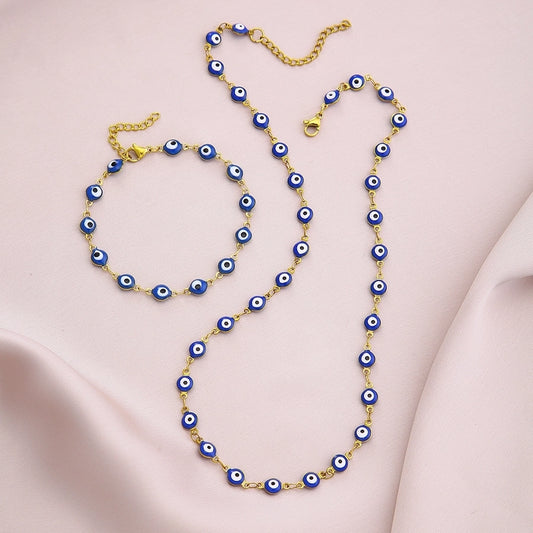 Devil's Eye Jewelry Set [201 roestvrij staal, 18K Gold Poled]