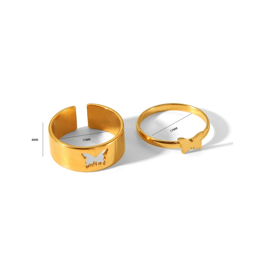 Butterfly Set Ring [304 Stainless Steel, 18K Gold Plated]