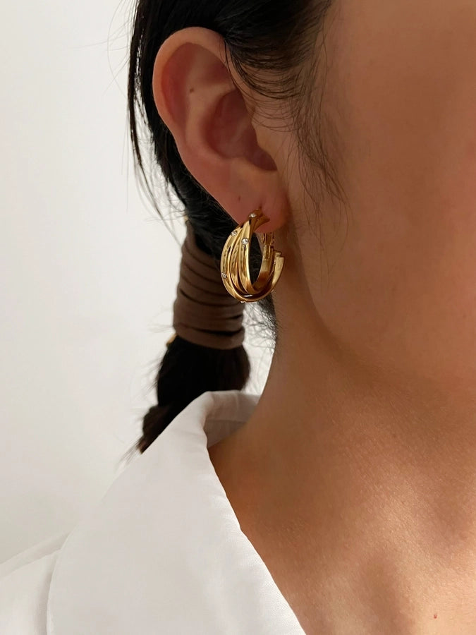 Commute Circle Hoop Earrings [316L Stainless Steel,18K Gold Plated]