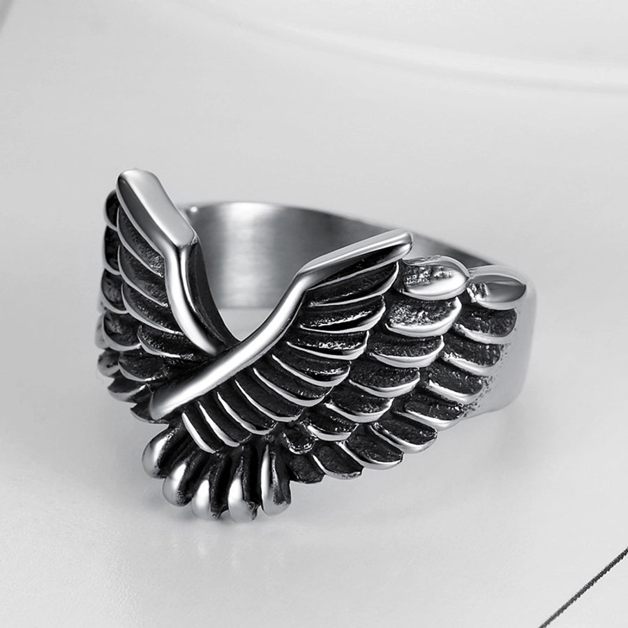 retro eagle stainless steel men's rings