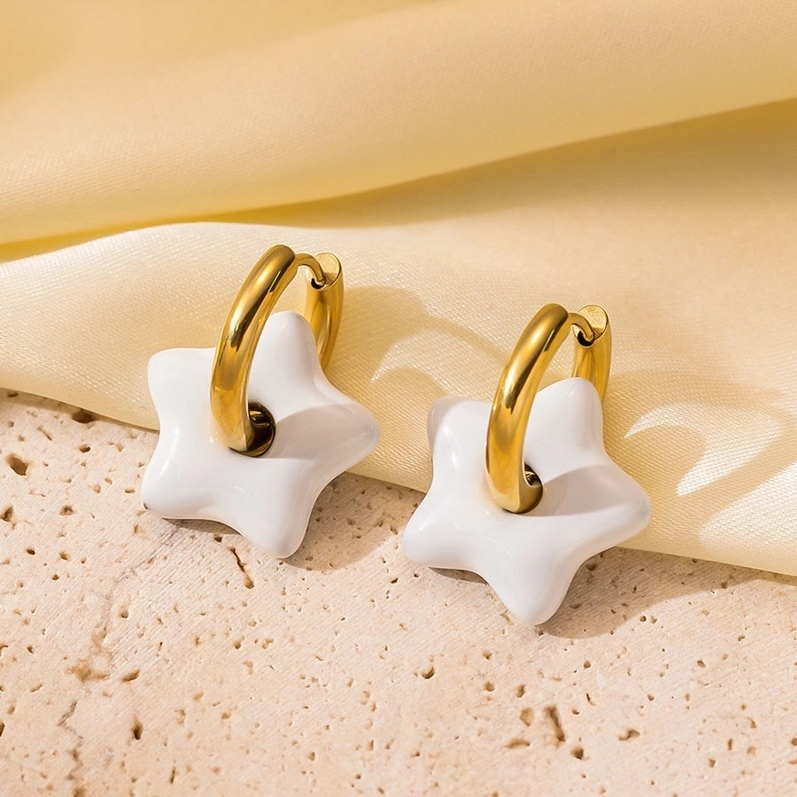 Star Enamel Earrings [316L Stainless Steel, 18K Gold Plated]