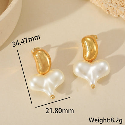 Heart Shape Acrylic Earrings  [304 Stainless Steel,18K Gold Plated]