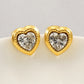 Heart Shape Artificial Rhinestones Earrings [304 Stainless Steel, 18K Gold Plated]