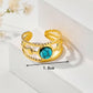 Color Block Turquoise Ring [304 Stainless Steel 18K Gold Plated]