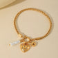 Bracciale perle a forma di cuore a forma di cuore incrocio [304 in acciaio inossidabile 18k oro placcato]