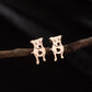 Dog Cat Ear Studs [304 Stainless Steel,18K Gold Plated]