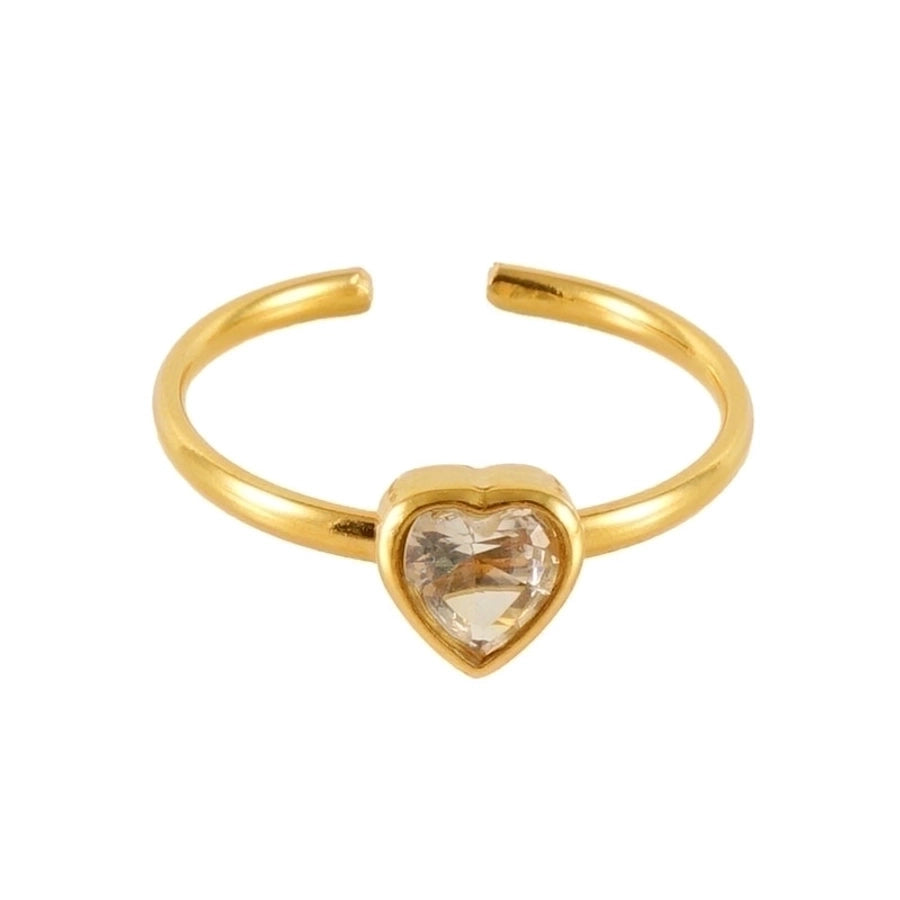 Anello zirconio a forma di cuore a forma di cuore quadrata [304 in acciaio inossidabile 18k oro placcato]