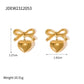 Heart Shape Bow Knot Earrings [304 Stainless Steel,18K Gold Plated]