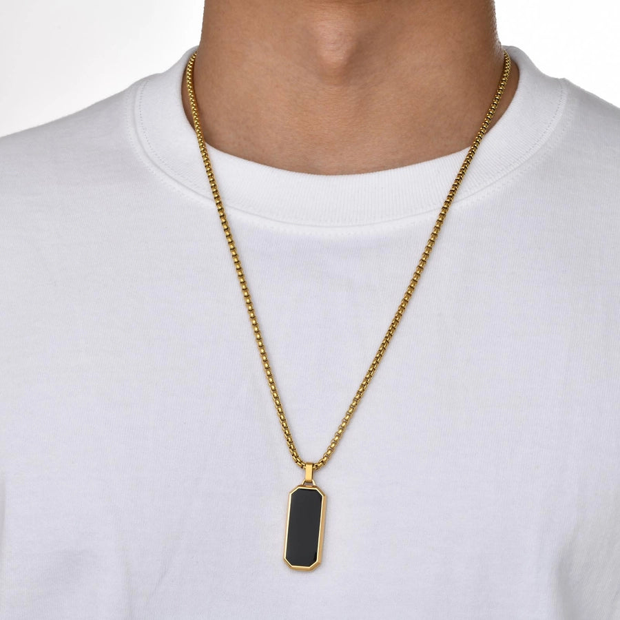 Rectangle Epoxy Necklace [304 Stainless Steel 18K Gold Plated]