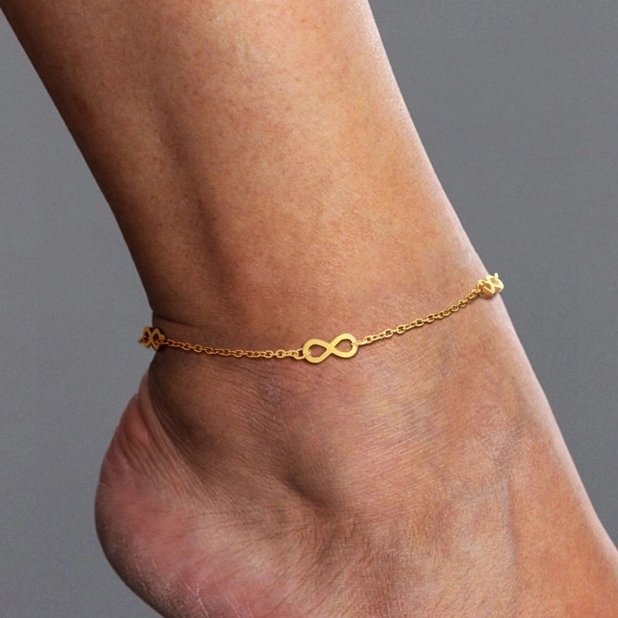 Moon Flower Butterfly Anklet [201 Stainless Steel, 18K Gold Plated]