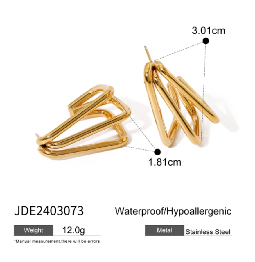 Solid Color Earrings [304 Stainless Steel,18K Gold Plated]